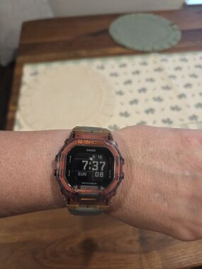 Casio G-Shock Bluetooth Smartwatch Workout Transparent Orange Digital Watch